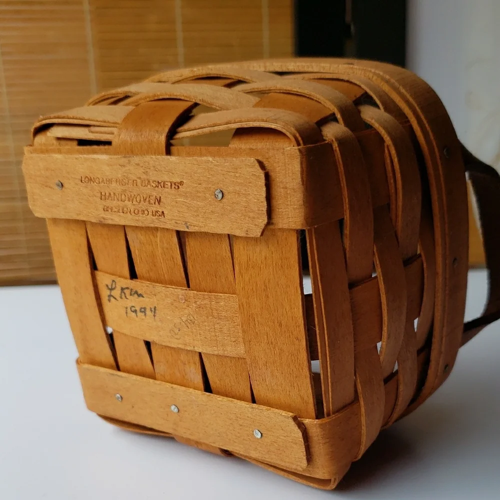 Longaberger Tan Accent Basket Handwoven Maple